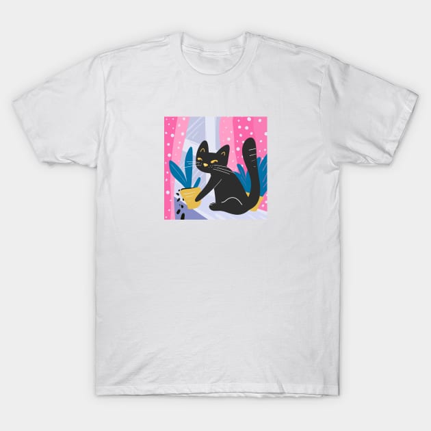 Cat at the window T-Shirt by artful_meows